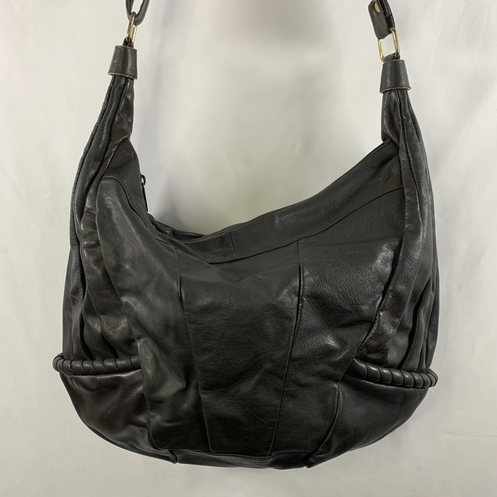 VTG 90s Carlo Amboldi Womens Leather Hobo Bag Shoulder Purse Brown Italy Slouchy